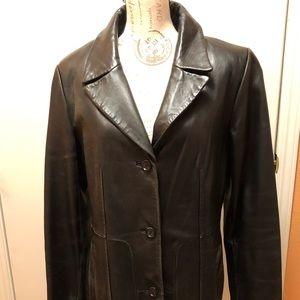 Anne Klein Lined Leather Coat